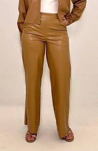 Astrid Amelia Faux Leather Pant - Camel-Hand In Pocket