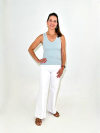 Bobi Slim Rib Neck Tank - Cloudstone