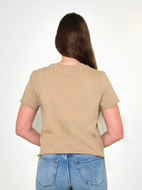 Michael Stars Jackie Raw Edge Tee - Macadamia-Hand In Pocket