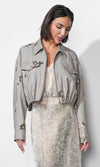 Greylin Brielle Zip Up Sequin Embroidered Jacket - Taupe