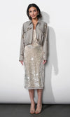 Greylin Brielle Zip Up Sequin Embroidered Jacket - Taupe