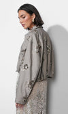 Greylin Brielle Zip Up Sequin Embroidered Jacket - Taupe