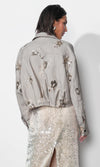 Greylin Brielle Zip Up Sequin Embroidered Jacket - Taupe