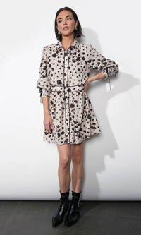 Greylin Elsa Button Down Mini Dress w/ Piping - Ivory