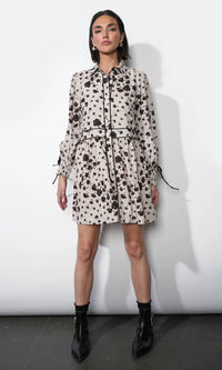 Greylin Elsa Button Down Mini Dress w/ Piping - Ivory