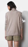 Greylin Acacia Scarf Neck Asymmetric Button Up Sweater - Almond