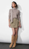 Greylin Acacia Scarf Neck Asymmetric Button Up Sweater - Almond