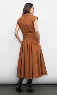 Greylin Etienne Gathered Midi Skirt- Camel