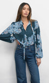 Greylin Cierra Tie Neck Blouse- Teal