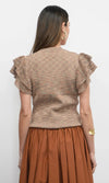 Greylin Rowe Flutter Sleeve Knit Top- Brown