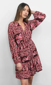 Greylin Ringo Smocked Mini Dress- Maroon
