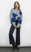 Greylin Bennett Flower Sweater- Grey/ Sapphire