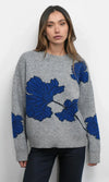 Greylin Bennett Flower Sweater- Grey/ Sapphire