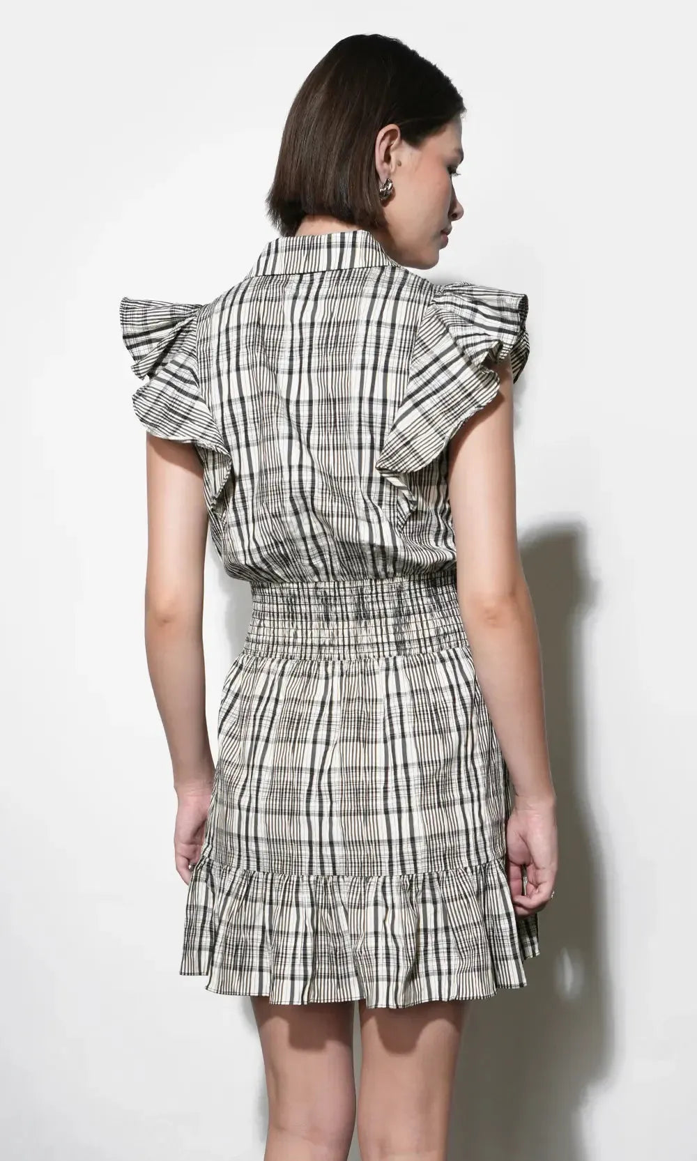 Greylin Mabel Plaid Mini Dress - Black/Ivory-Hand In Pocket