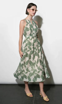 Greylin Veneria Halter Midi Dress - Green-Hand In Pocket