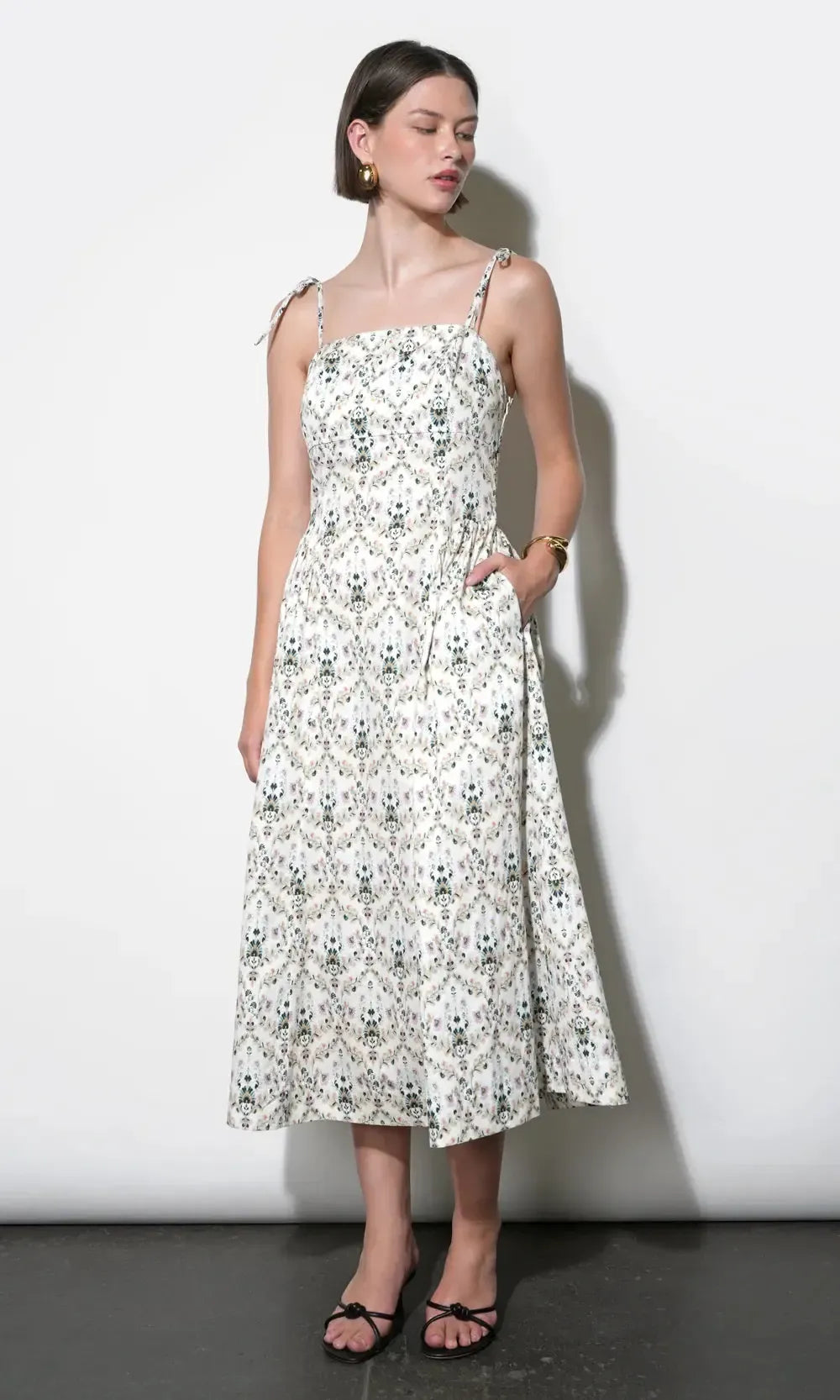 Greylin Sara Midi Dress - Cream-Hand In Pocket