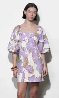 Greylin Emery Mini Dress - Cream/Lilac-Hand In Pocket