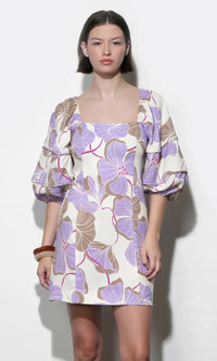 Greylin Emery Mini Dress - Cream/Lilac-Hand In Pocket