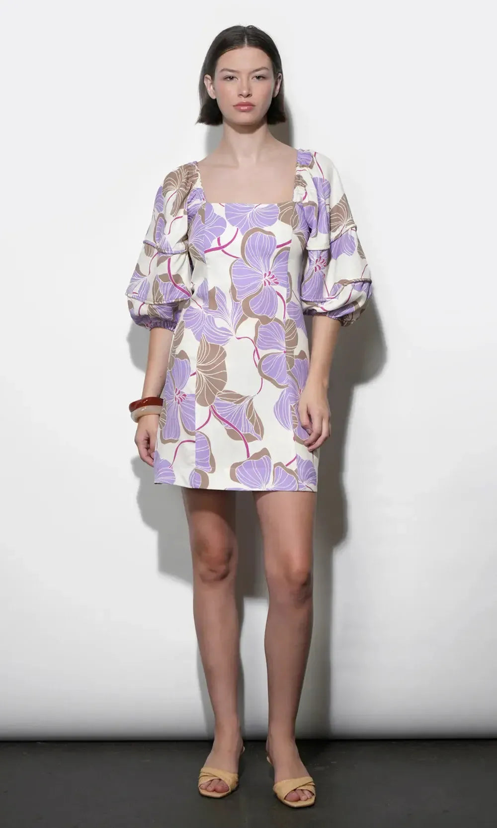 Greylin Emery Mini Dress - Cream/Lilac-Hand In Pocket