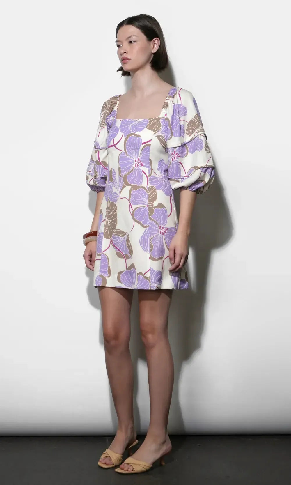 Greylin Emery Mini Dress - Cream/Lilac-Hand In Pocket