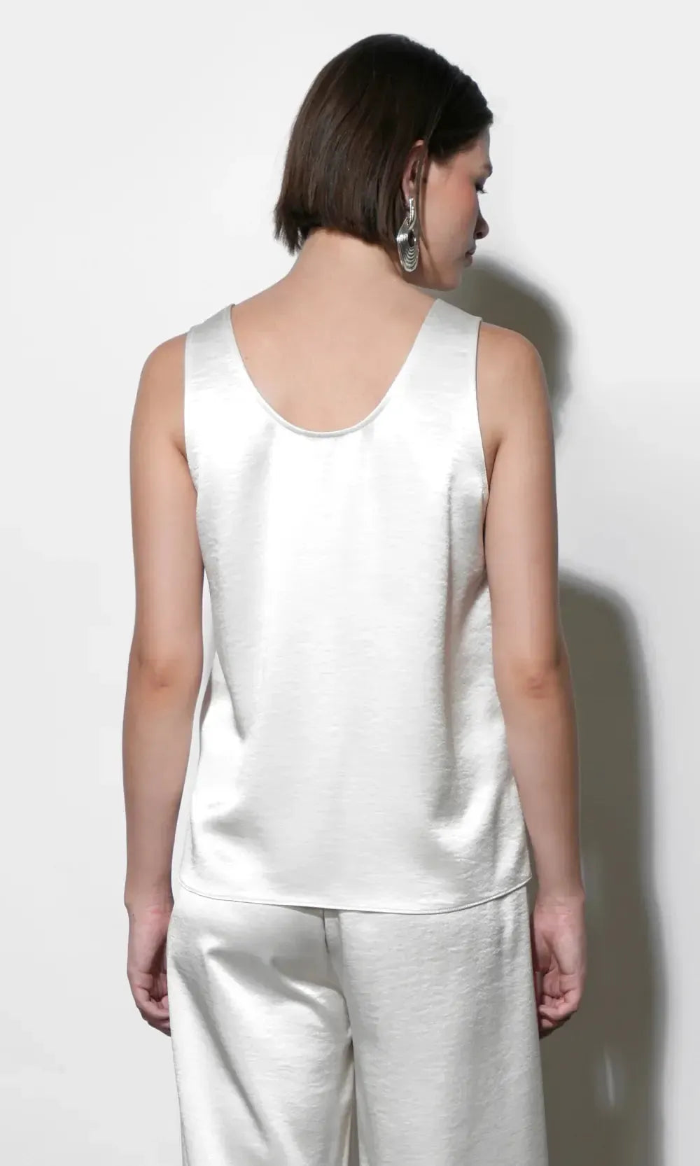 Greylin Ariana Satin Top - Ivory-Hand In Pocket