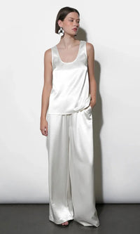 Greylin Ariana Satin Top - Ivory-Hand In Pocket