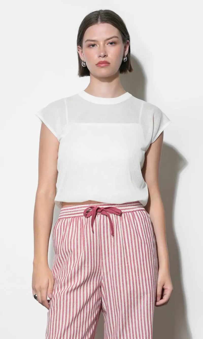 Greylin Natalia Sheer Top - White-Hand In Pocket