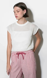 Greylin Natalia Sheer Top - White-Hand In Pocket