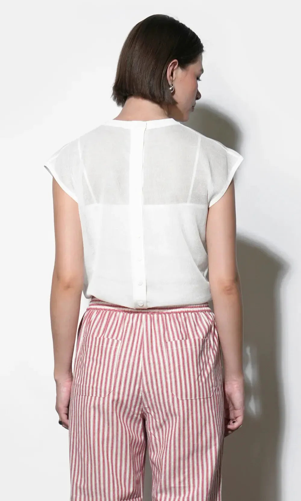 Greylin Natalia Sheer Top - White-Hand In Pocket