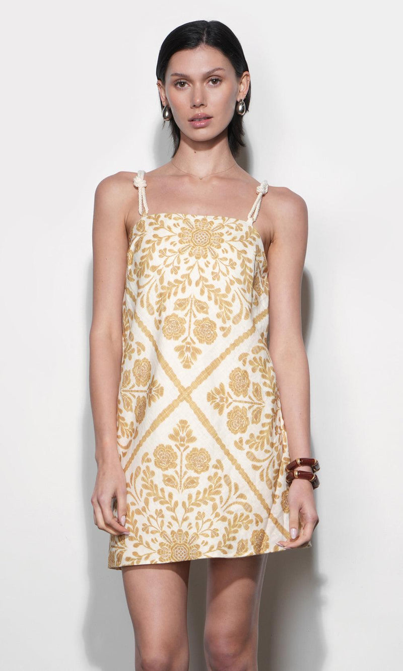Greylin Nadine Mini Dress - Brown/Yellow-Hand In Pocket