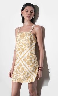 Greylin Nadine Mini Dress - Brown/Yellow-Hand In Pocket