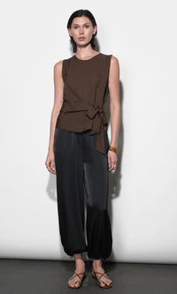 Greylin Lola Side Tie Blouse - Brown-Hand In Pocket