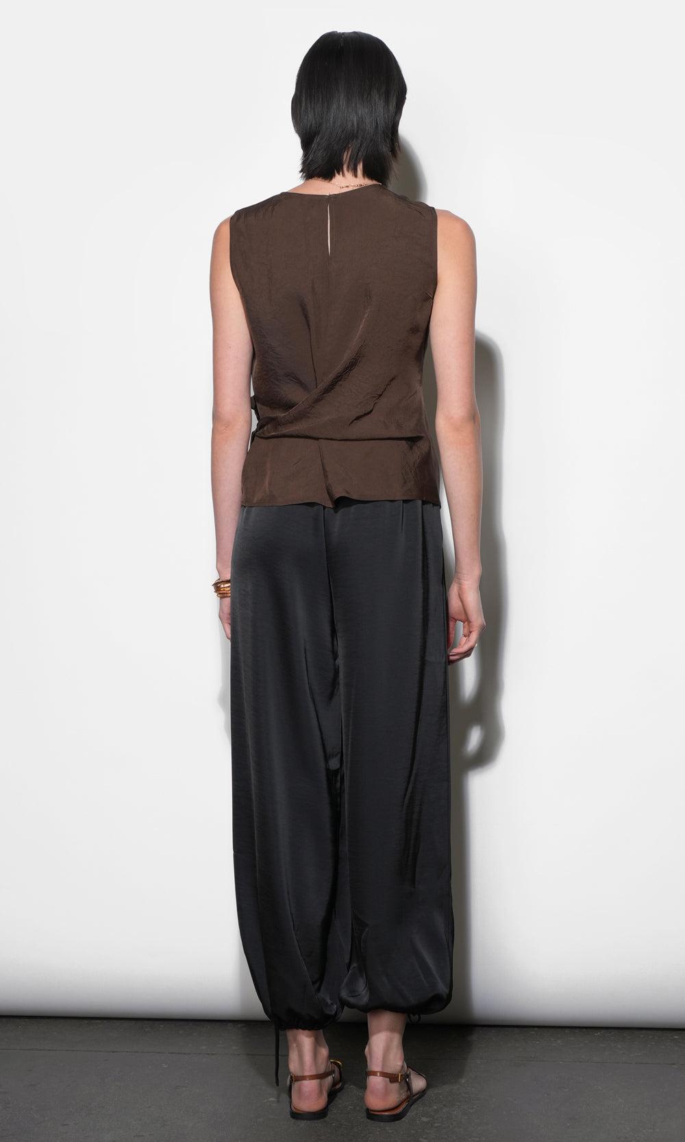 Greylin Lola Side Tie Blouse - Brown-Hand In Pocket