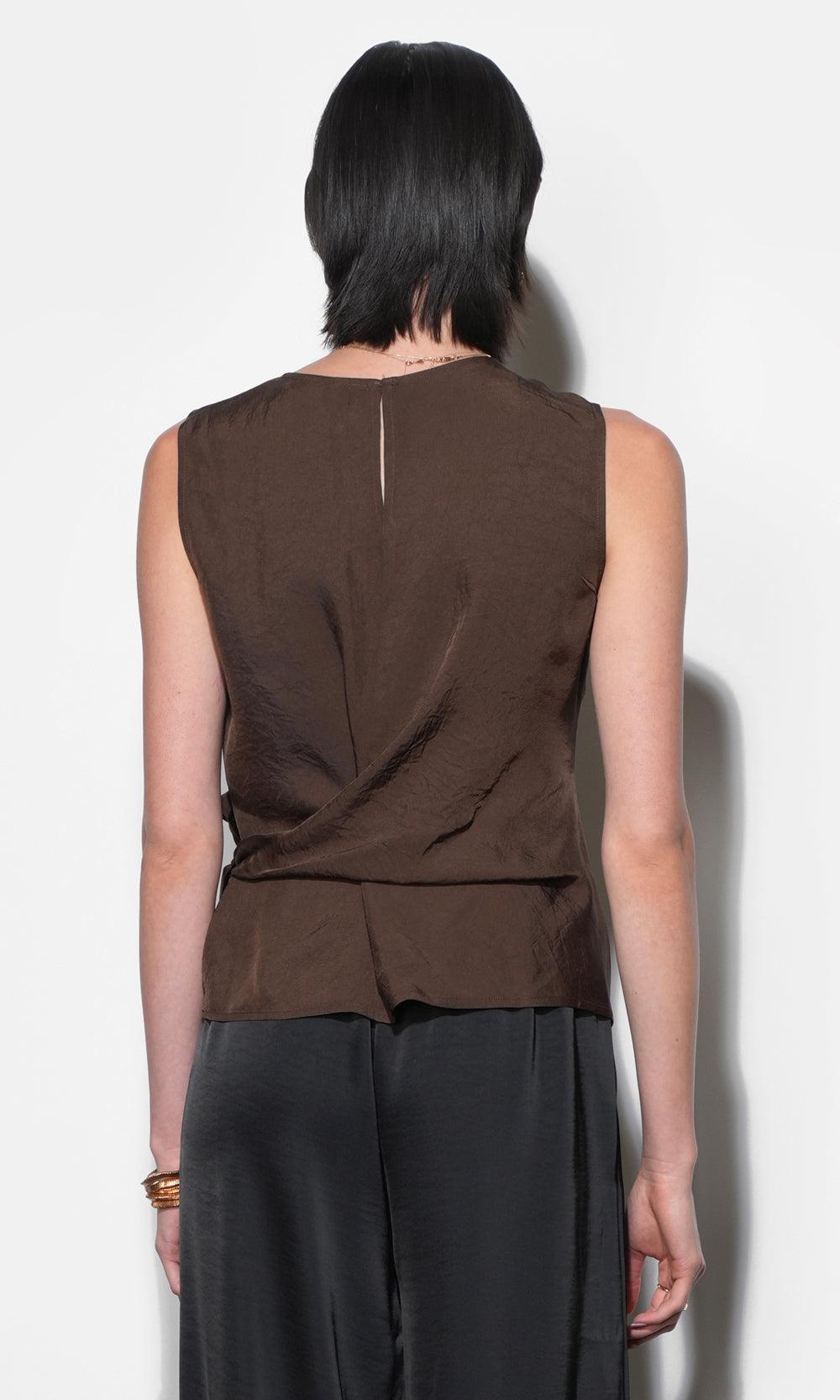 Greylin Lola Side Tie Blouse - Brown-Hand In Pocket