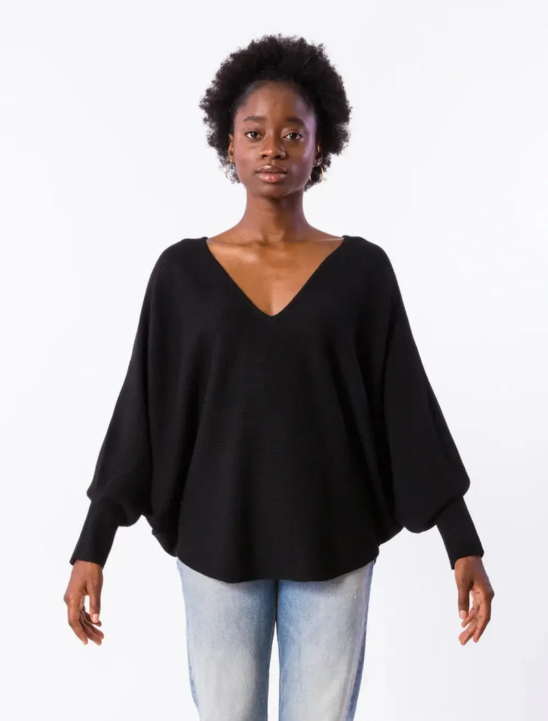 Kerisma RYU V-Neck Top - Black-Hand In Pocket
