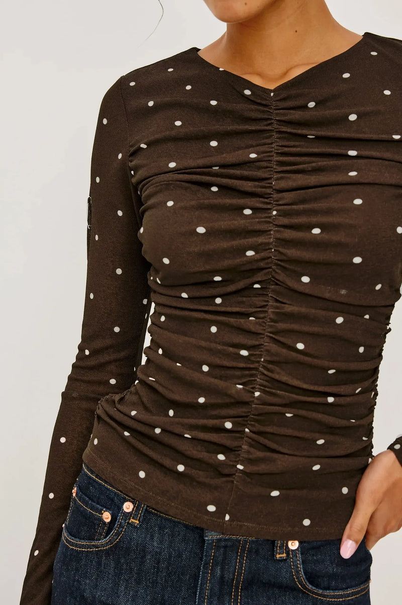 Rails Georgina Blouse- Cocoa Polka Dots-Hand In Pocket