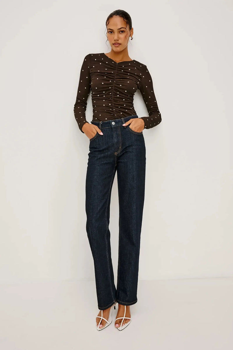Rails Georgina Blouse- Cocoa Polka Dots-Hand In Pocket
