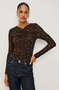 Rails Georgina Blouse- Cocoa Polka Dots-Hand In Pocket