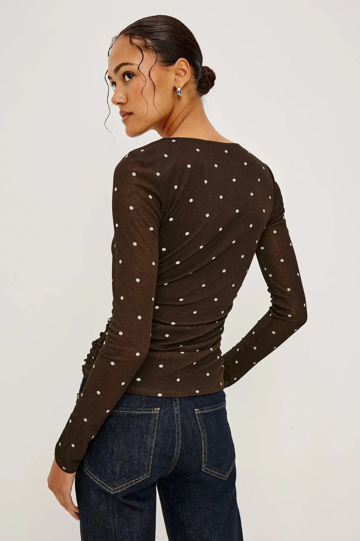 Rails Georgina Blouse- Cocoa Polka Dots-Hand In Pocket