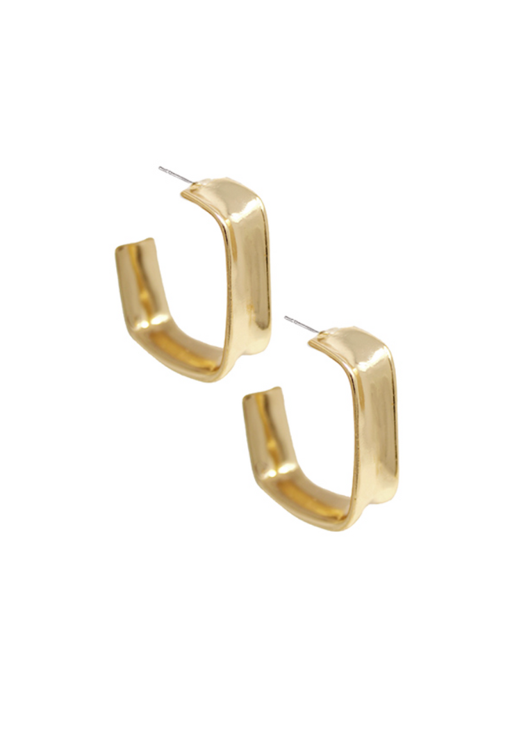 Nico Open Square Hoops-Hand In Pocket