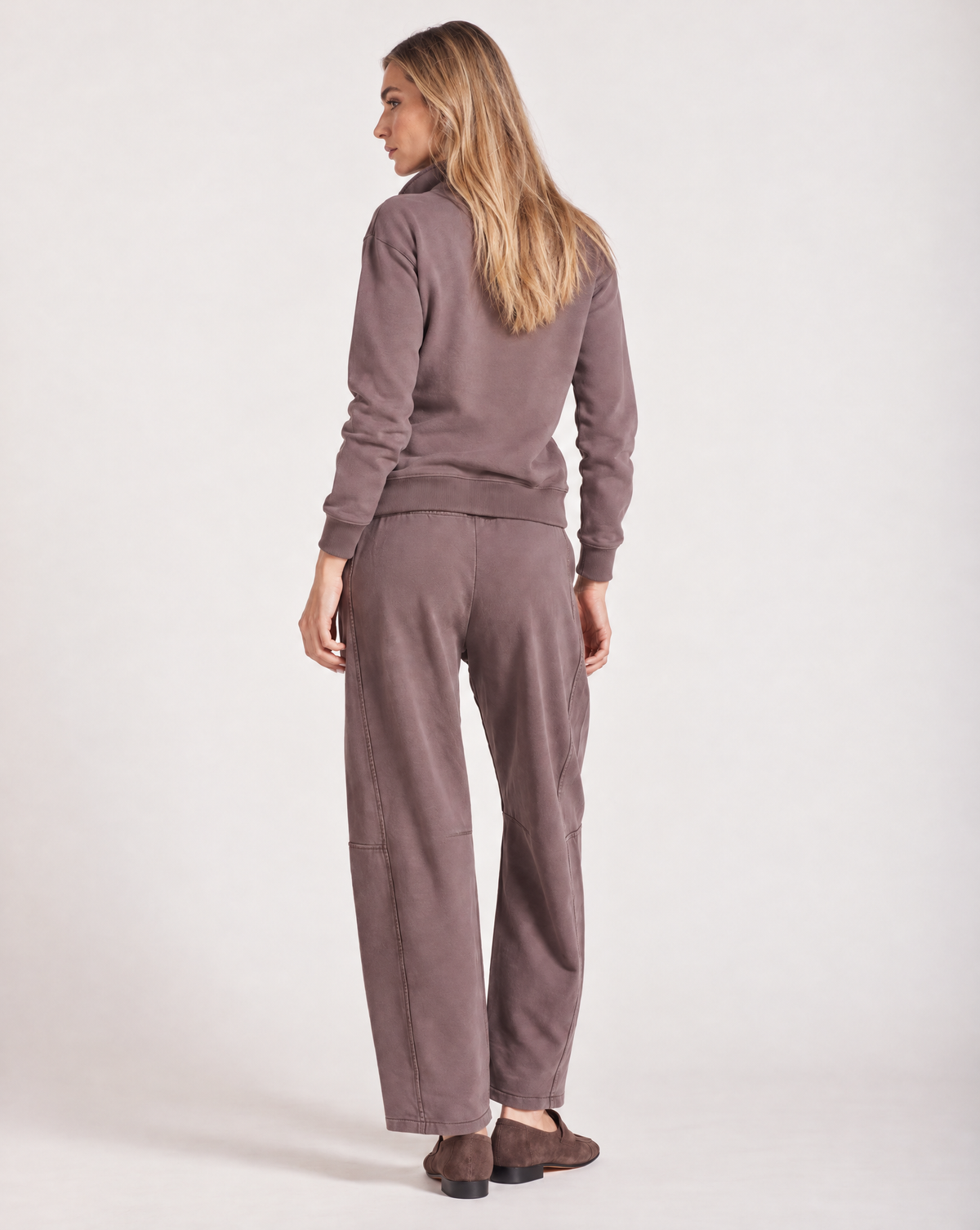 Bobi Double ZIP Funnel Neck Pullover - Bistro-Hand In Pocket