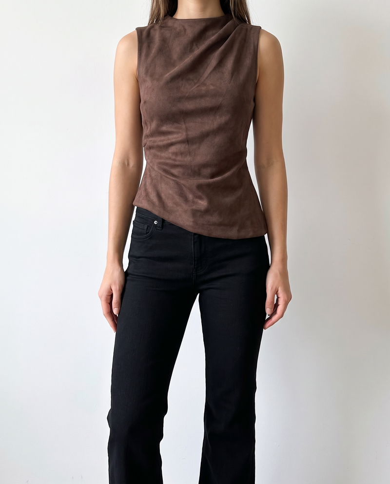 THML Esme Top - Brown-Hand In Pocket