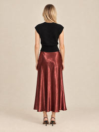 THML Zinnia Satin Skirt - Burgundy