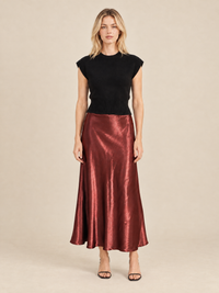 THML Zinnia Satin Skirt - Burgundy