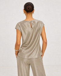 Rails Loretta Satin Cowl Neck Top - Mink-Hand In Pocket