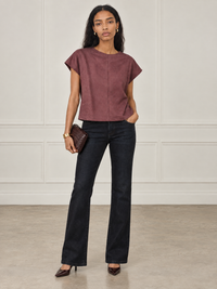 THML Ellie Suede Top - Claret-Hand In Pocket