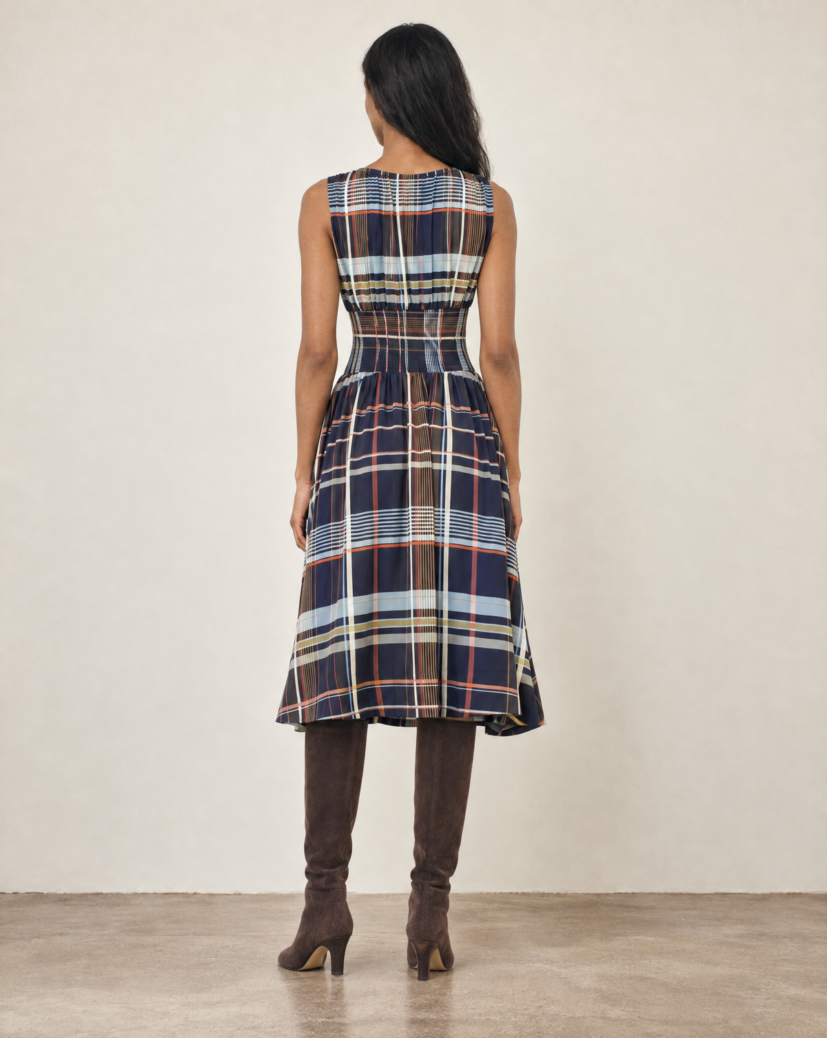 THML Blake Dress - Navy-Hand In Pocket