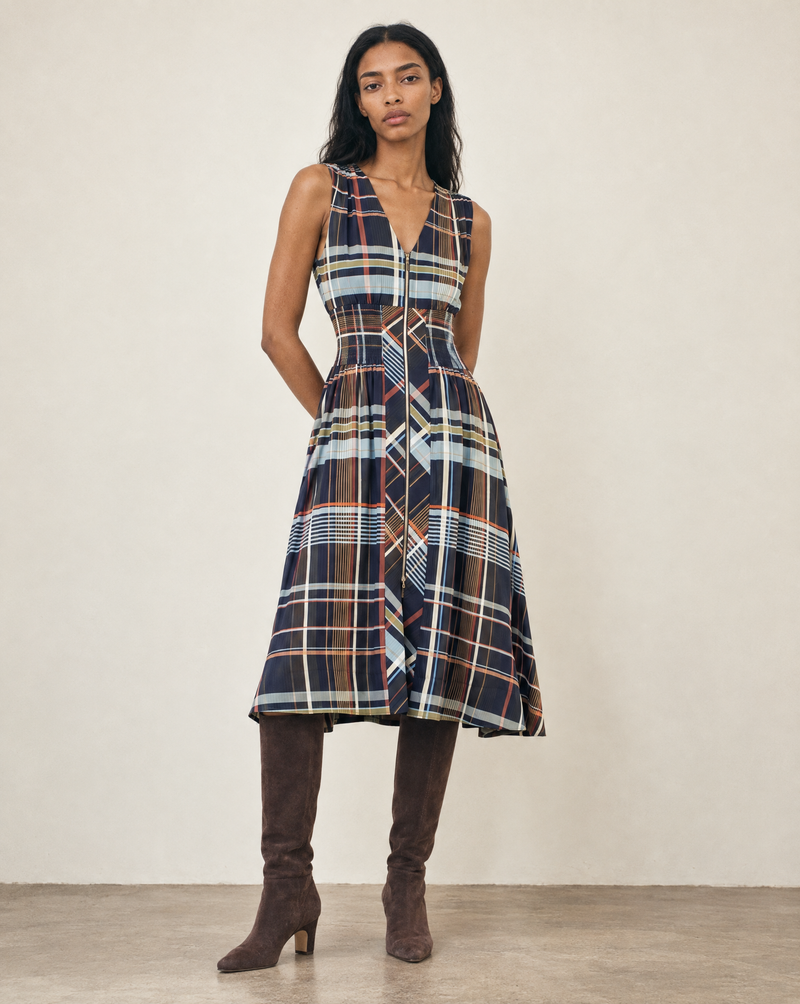 THML Blake Dress - Navy-Hand In Pocket