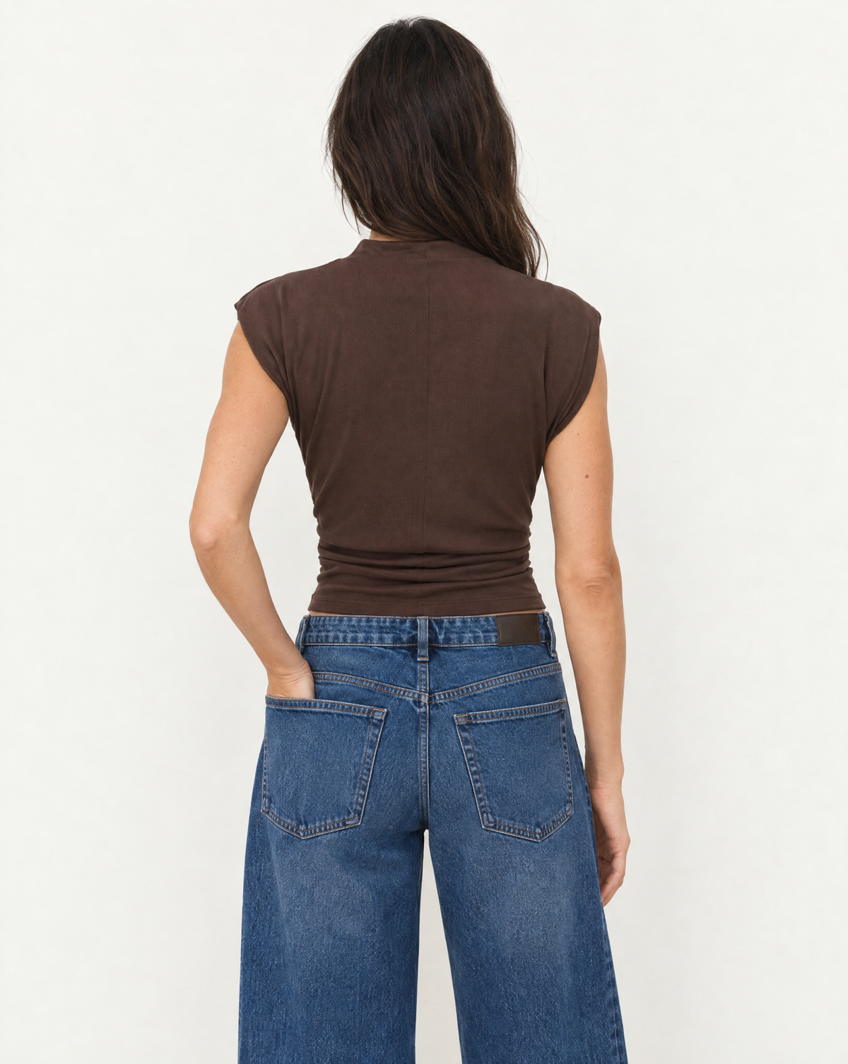 Michael Stars Amara Mock Neck Top - Java-Hand In Pocket