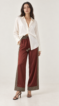 THML Thea Satin Pants - Burgundy